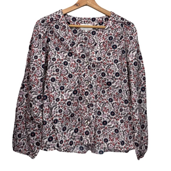 Xirena Prairie Floral Long Sleeve Cotton Sadie Blouse Size Small - Picture 3 of 14